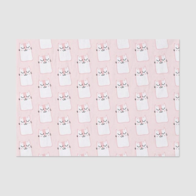 Papier Mousseline Motif chat chaton mignon dormant (Recto)