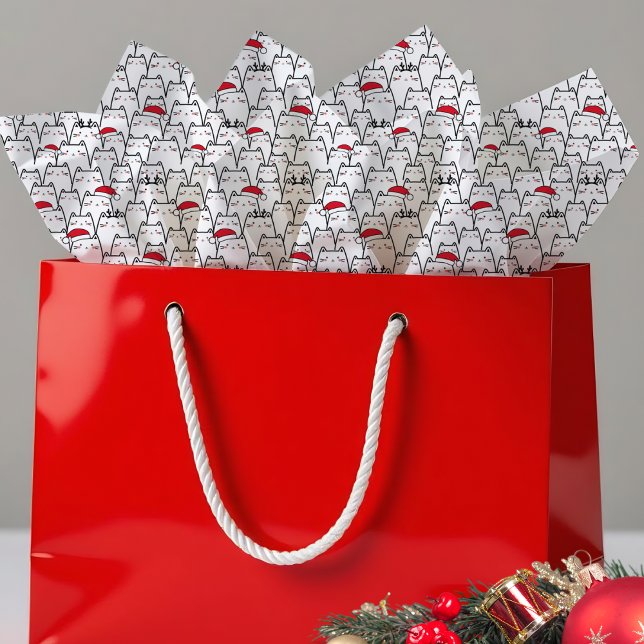 Papier Mousseline Motif Chats de Noël   (Créateur téléchargé)
