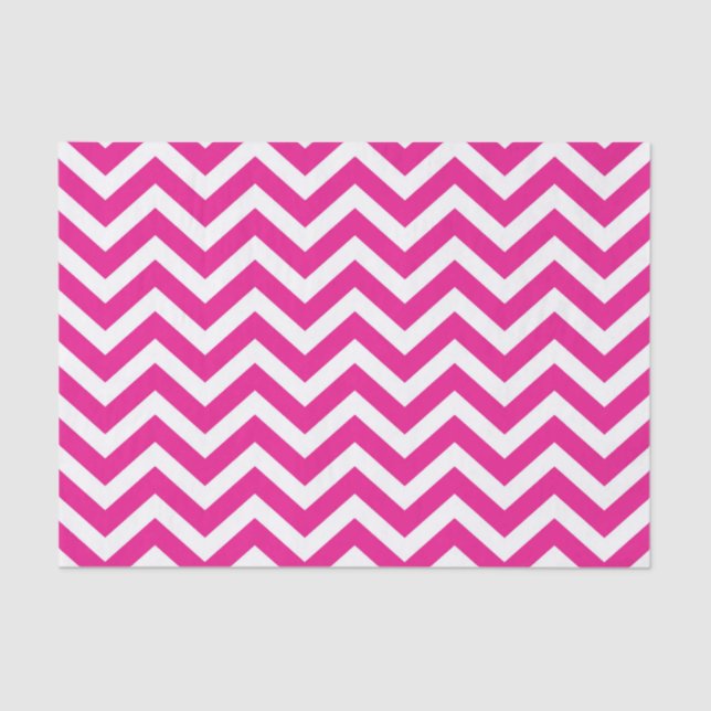 Papier Mousseline Motif chaud rose et blanc Chevron (Recto)