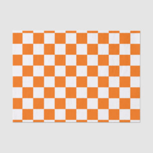 Papier Mousseline Motif chèque À damiers blanc orange