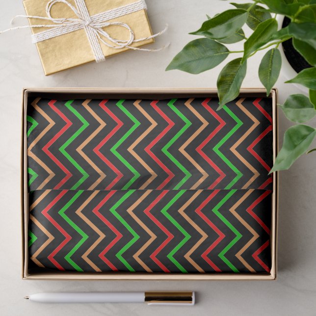 Papier Mousseline Motif chevron cool sur fond noir (Cadeau)