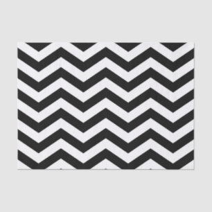 Papier Mousseline Motif Chevron en noir et blanc