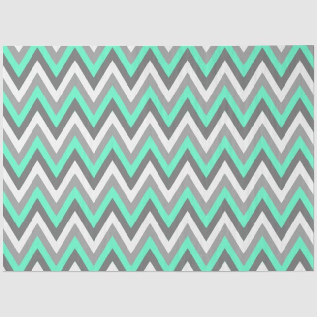 Papier Mousseline Motif Chevron Gris Blanc Vert Pastèque Découpage (Recto)