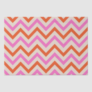 Papier Mousseline Motif chevron zigzag rose et orange 