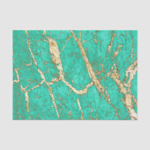 Papier Mousseline Motif chic de marbre de turquoise d'or