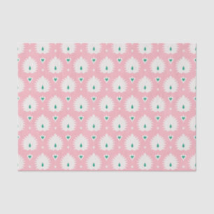 Papier Mousseline Motif chic moderne d'ikat de vert de rose en
