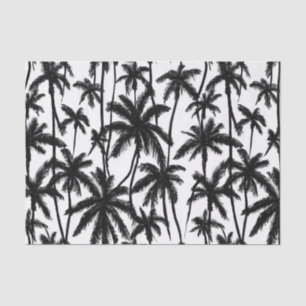Papier Mousseline Motif Chick Black + White Palm Tree