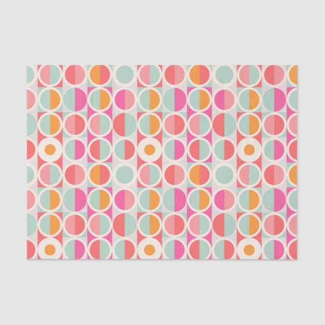 Papier Mousseline Motif circulaire rose chaud (Recto)