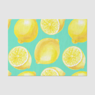 Papier Mousseline Motif citrons aquarelle