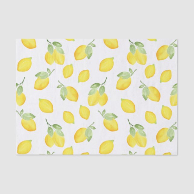 Papier Mousseline Motif citrons aquarelles (Recto)