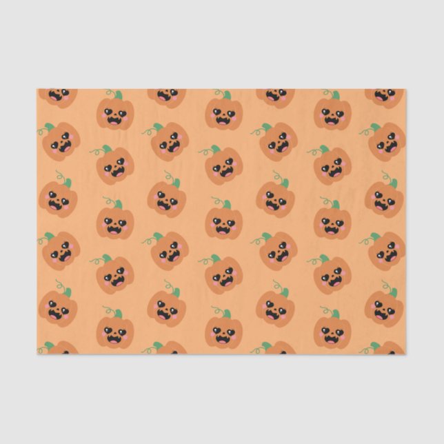 Papier Mousseline Motif Citrouille Halloween Kawaii (Recto)