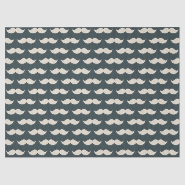 Papier Mousseline Motif classique de moustache sur noir (Recto)
