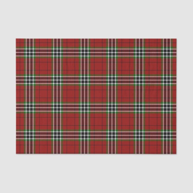 Papier Mousseline Motif classique rouge vert blanc Noël plaid (Recto)