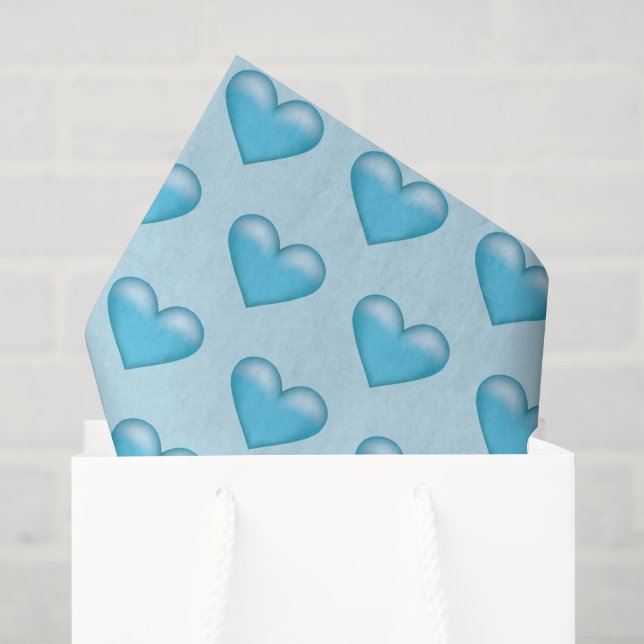Papier Mousseline Motif Cœurs Bleus (Sac cadeau)