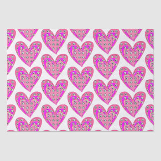 Papier Mousseline Motif Coeurs Roses Et Boules De Football