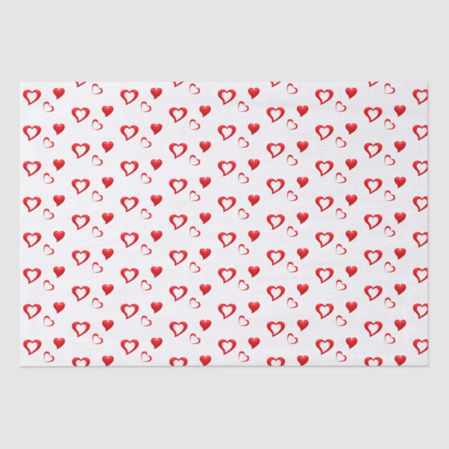 Papier Mousseline Motif Cœurs Rouges | Amour de la Saint-Valentin (Recto)