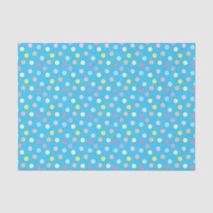 Papier Mousseline Motif coloré de Dotty sur Bleu clair