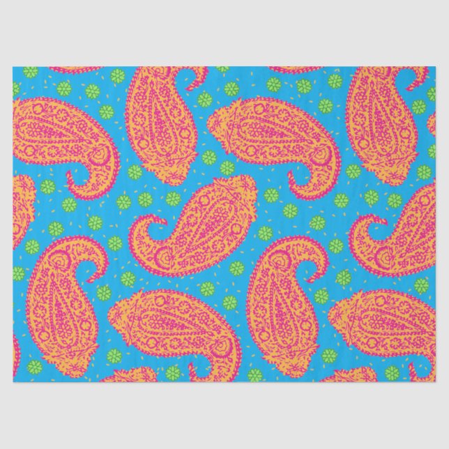 Papier Mousseline Motif coloré Paisley (Recto)