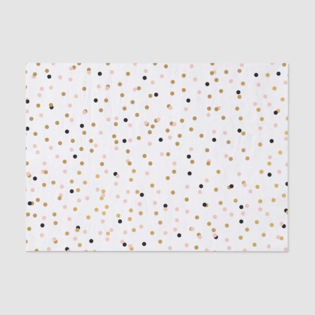 Papier Mousseline Motif Confetti Noir Or (Recto)