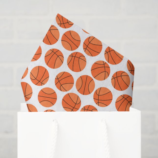 Papier Mousseline motif cool de basket-ball carrelé  (Sac cadeau)