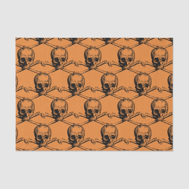 Papier Mousseline Motif Cool noir orange crâne Halloween partie (Recto)