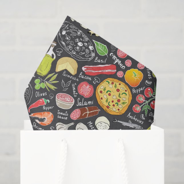 Papier Mousseline motif cool pizza carrelé (Sac cadeau)