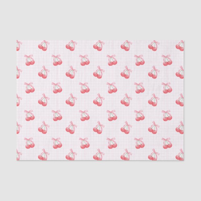 Papier Mousseline Motif Coquette Cherries Bow (Recto)