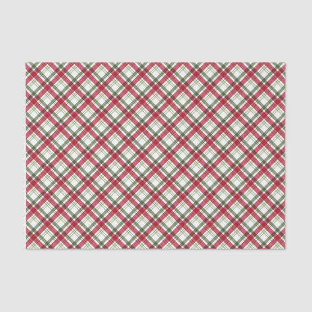 Papier Mousseline Motif couleur Noël rouge vert plaid (Recto)