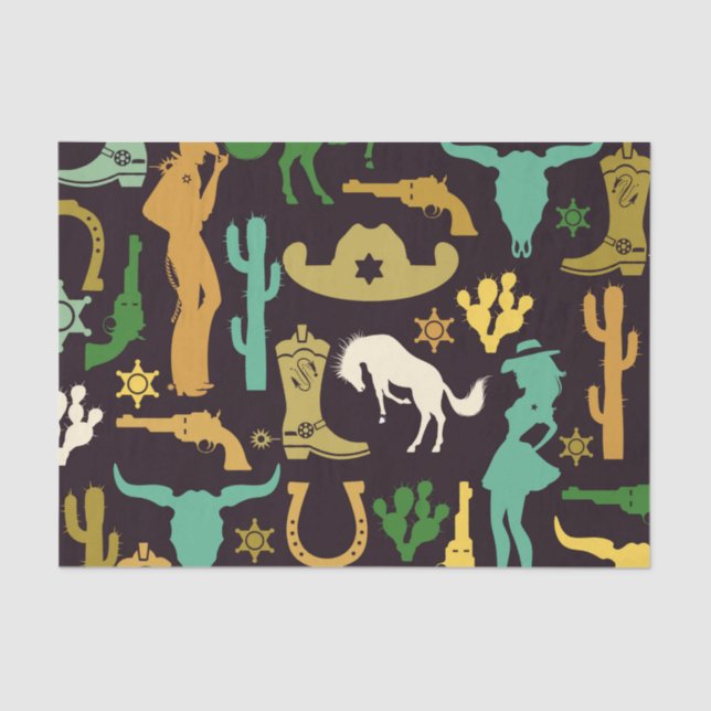 Papier Mousseline Motif Cowboy (Recto)