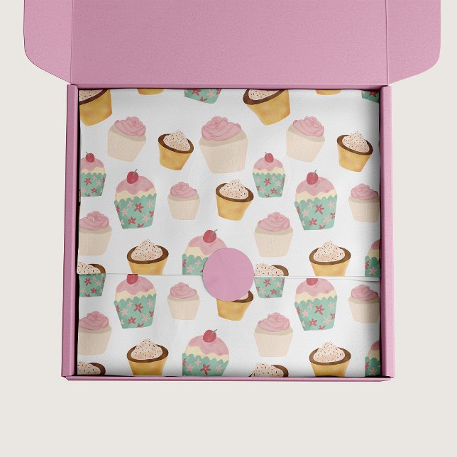 Papier Mousseline Motif Cupcake (Cupcake pattern tissue paper)