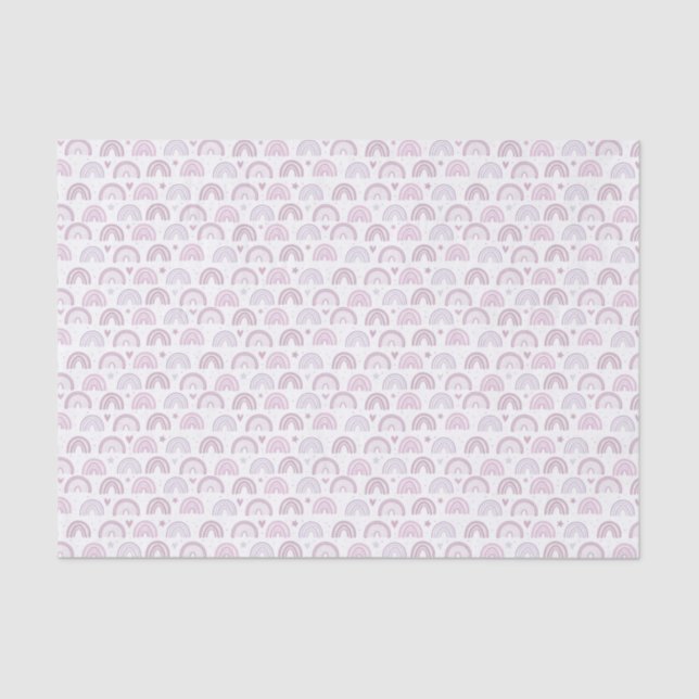 Papier Mousseline motif Cute Pastel Pink Rainbows Hearts & Stars (Recto)