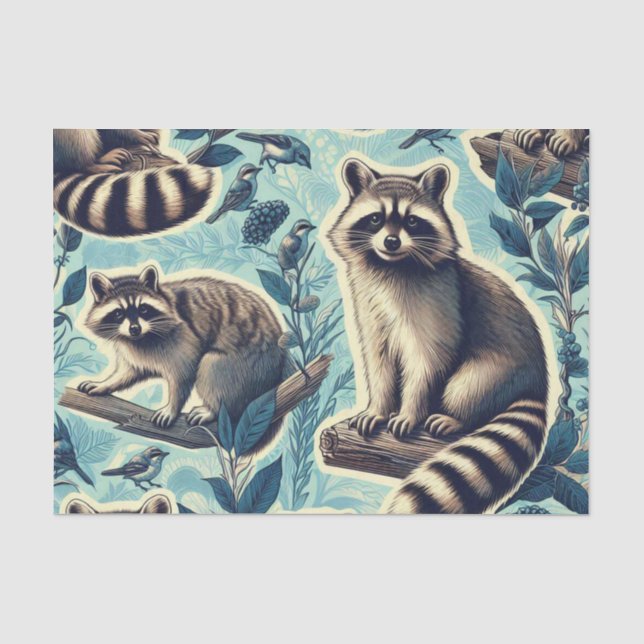 Papier Mousseline Motif Cute Racoon (Recto)