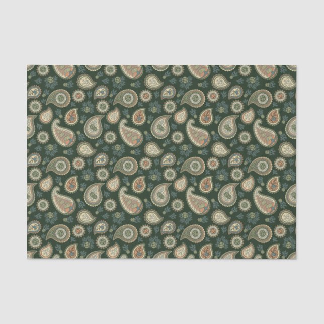 Papier Mousseline Motif Cypress Paisley (Recto)