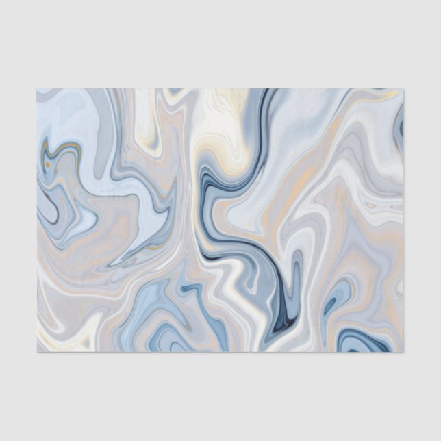 Papier Mousseline Motif d'Agate bleu et bronze (Recto)