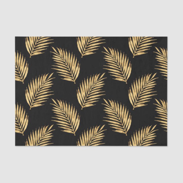Papier Mousseline Motif d'ailes en or et noir (Recto)