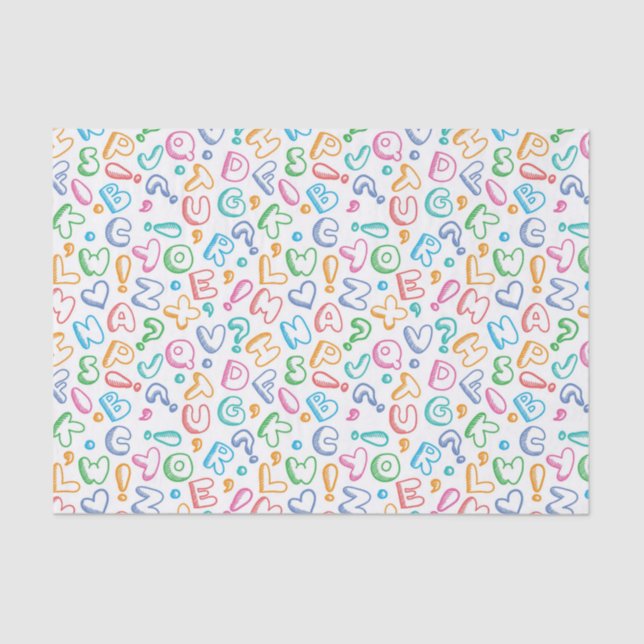 Papier Mousseline motif d'alphabet (Recto)