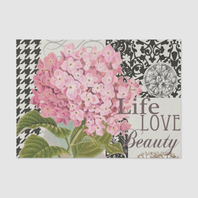 Papier Mousseline Motif Damas Décor Floral Joli (Recto)