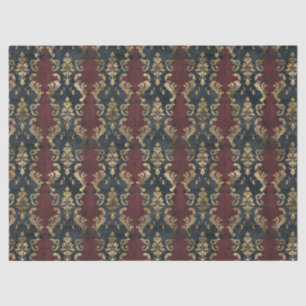 Papier Mousseline Motif Damask Noir Or Persan (1)