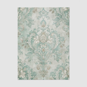 Papier Mousseline Motif damassé grunge dans des nuances de vert sarc