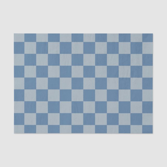 Papier Mousseline Motif damier bleu (Recto)