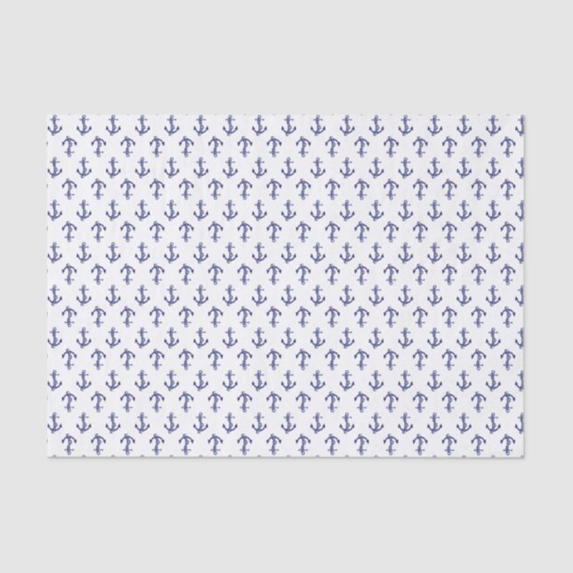 Papier Mousseline Motif d'ancrage bleu et blanc (Recto)
