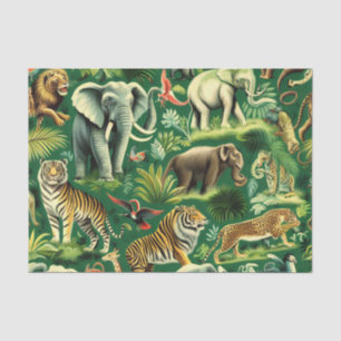 Papier Mousseline Motif d'animaux de la jungle vintage