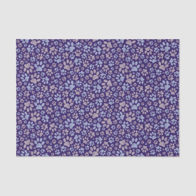Papier Mousseline Motif d'animaux Empreintes de pattes en violet et  (Recto)