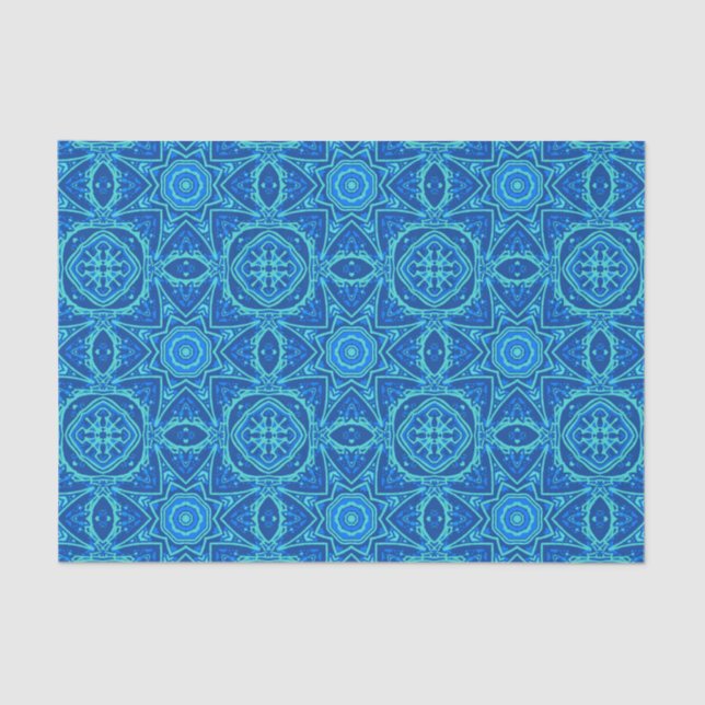 Papier Mousseline Motif d'aquarelle Abstrait - Denim Blue (Recto)