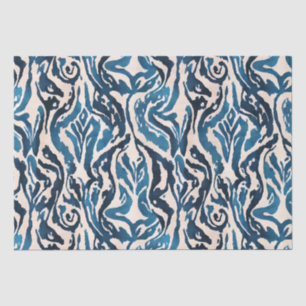 Papier Mousseline Motif d'aquarelle bleu Abstrait Ikat