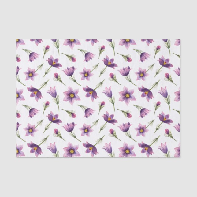 Papier Mousseline Motif d'aquarelle botanique violet (Recto)