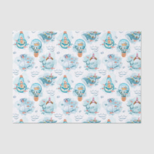 Papier Mousseline Motif d'aquarelle de la belle baleine nautique