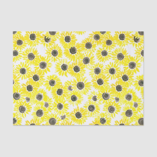 Papier Mousseline Motif d'aquarelle des tournesols (Recto)