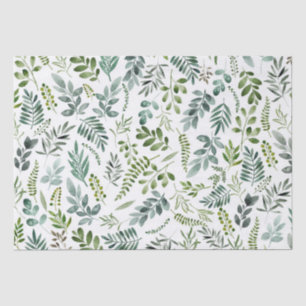 Papier Mousseline Motif d'aquarelle Feuille vert botanique
