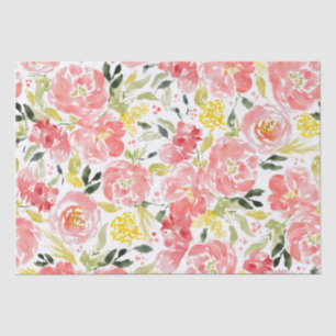 Papier Mousseline Motif d'aquarelle fleurie vive